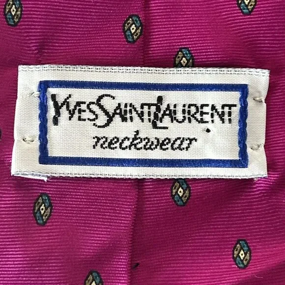 YVES SAINT LAURENT All Silk Necktie Bright PINK Made In USA 3.25x58” - Picture 3 of 5